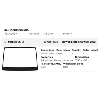 Tuulilasi Gn lämm ANT 2740 x 1817 vanha: MAN074GNC kuva