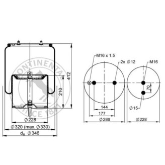 Air spring, with steel piston image