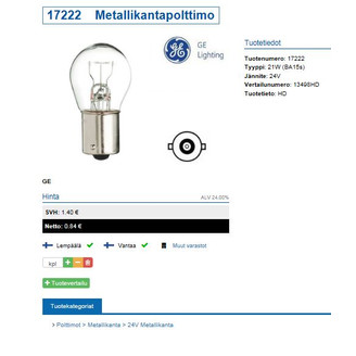 Bulp BA15s 21 W 24 V image